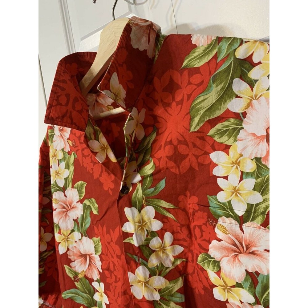 TY Hawaiian Men’s Sz‎ 2XL Short Sleeve Cotton Shirt Made In Hawaii Red